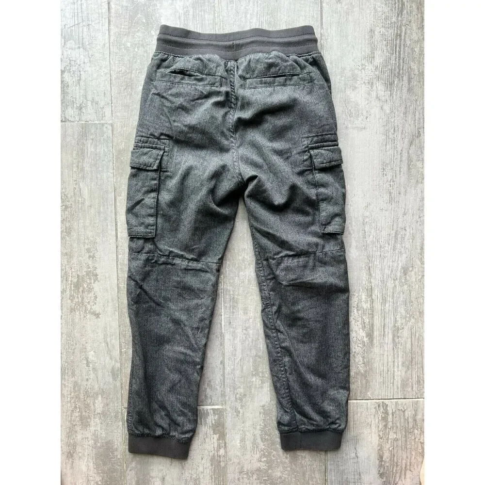 GAP Kids Gray Herringbone Drawstring Cargo Joggers Elastic Jersey Pants Casual M